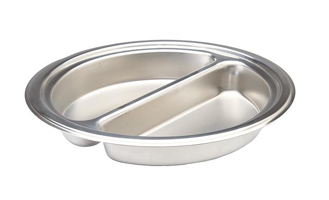 Medium Round 1/2 Divided Food Pan in Stainless Steel